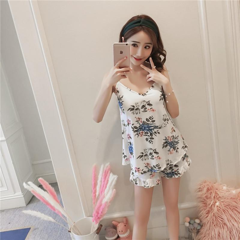 Bộ ngủ hai dây cotton hoa CÓ ĐỆM NGỰC - VAPERLA