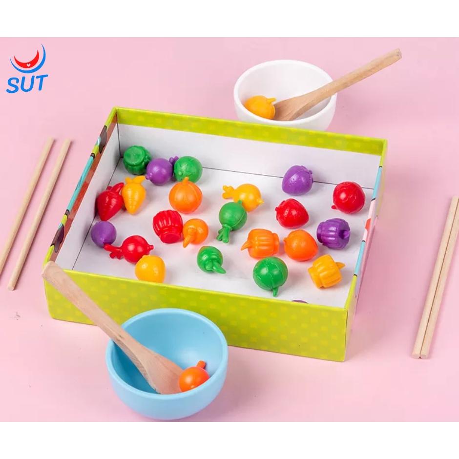 Đồ Chơi Luyện Gắp Đũa Và Thìa Theo Phương Pháp Montessori Cho Bé - Đồ Chơi Gỗ