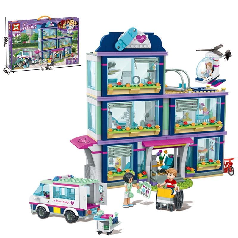 (932pcs có sẵn) Đồ chơi xếp hình lắp ráp lego mô hình bệnh viện 3 tầng Heart Lake City Hospital 90002