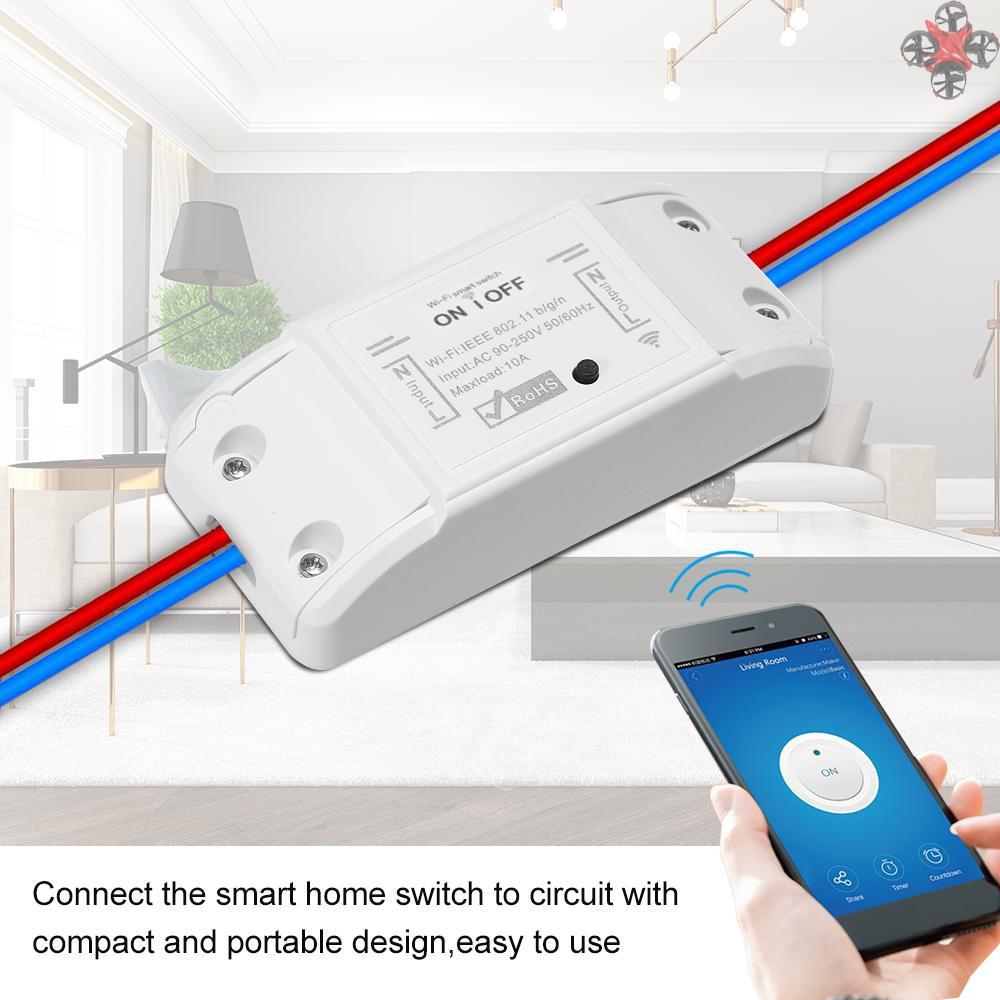 CTOY Tuya WiFi Smart Switch 10A/2200W Wireless Remote Switch Timer APP Control Universal Smart Home Automation Module Voice Control Compatible with Amazon Alexa & for Google Home for Electric Appliances