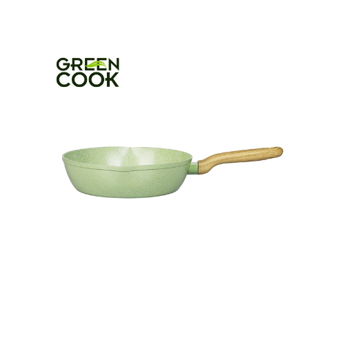 Chảo nhôm sâu men đá ceramic miệng rót Green Cook GCP231-26IH màu xanh 10 lớp chống dính sử dụng được trên tất cả các loại bếp - greencook