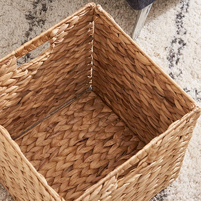 Giỏ cói không nắp URSPACE đựng đồ đa năng hình vuông có thể gấp gọn size 30 / HYACINTH FOLDING BASKET SIZE 30