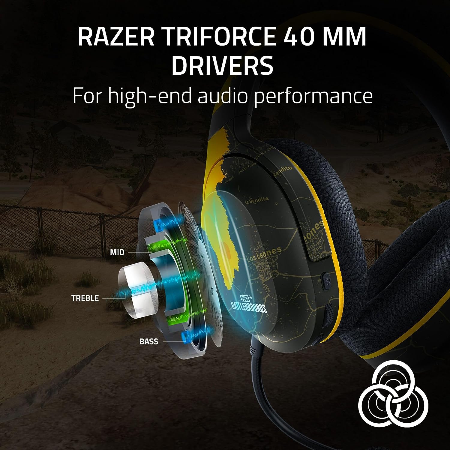 Tai nghe không dây chùm đầu Razer Barracuda X (2022)-Wireless Multi-Platform Gaming and Mobile Headset-PUBG: Battlegrounds Edition_Mới, hàng chính hãng