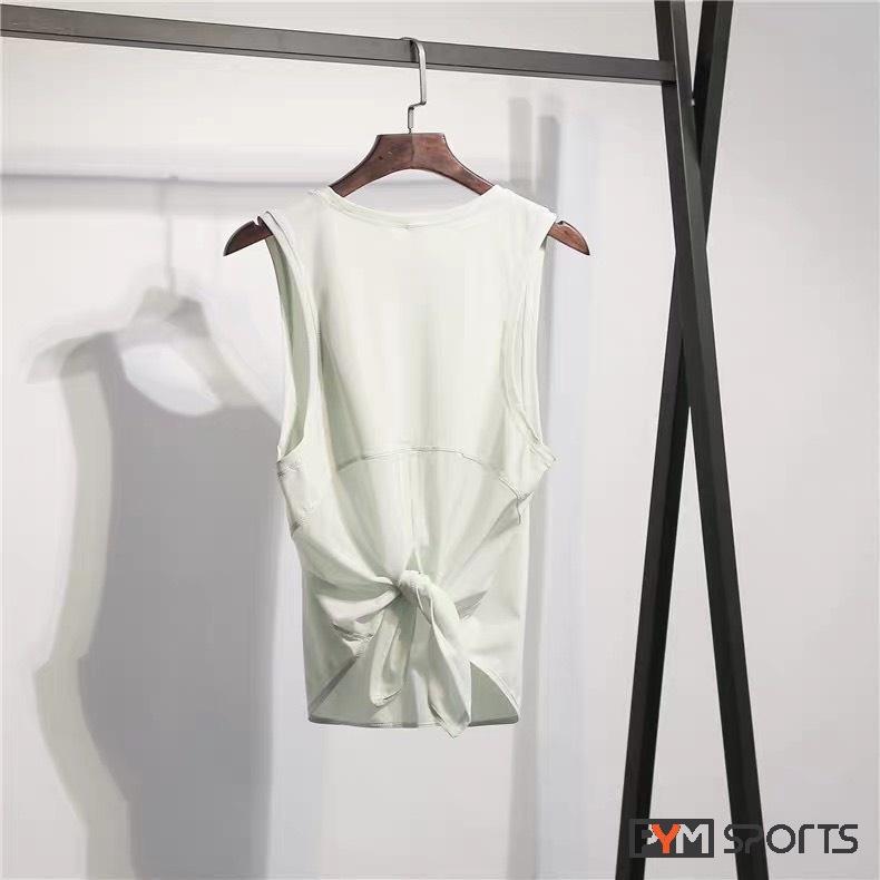 Áo tanktop tập gym - tập yoga nữ PYM SPORT - PYMTT006 xẻ lưng, 4 màu xanh nhạt, đỏ mận, hồng, trắng