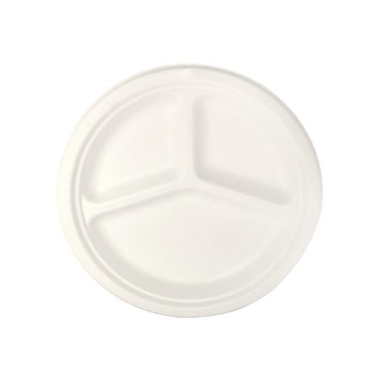 Đĩa bã mía 3 ngăn - 10 in - 261mm - Tiện lơi, thân thiện với môi trường