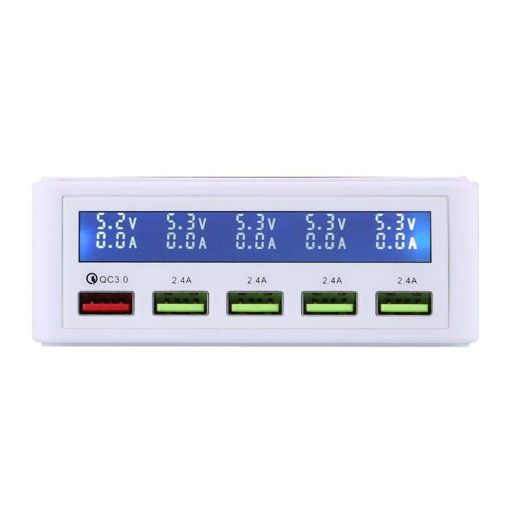 Đế Sạc Nhanh Để Bàn 40W 5 Cổng USB 3.0 Có Đèn LED Cho iPhone X 8 7 6 iPad
