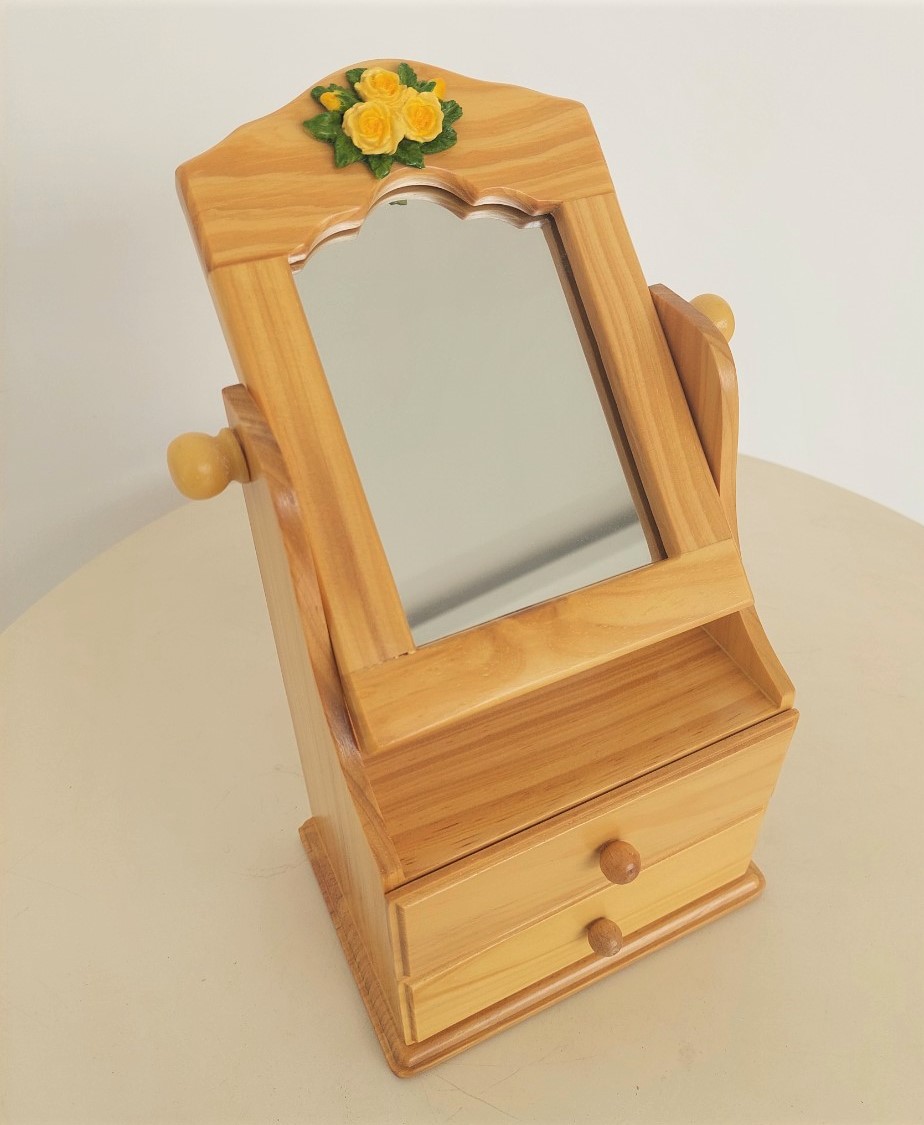Hộp Nữ Trang Gỗ Có Gương 2 Hộc 18x12x30 cm Trang Nhã - Hàng VN Xuất Khẩu
