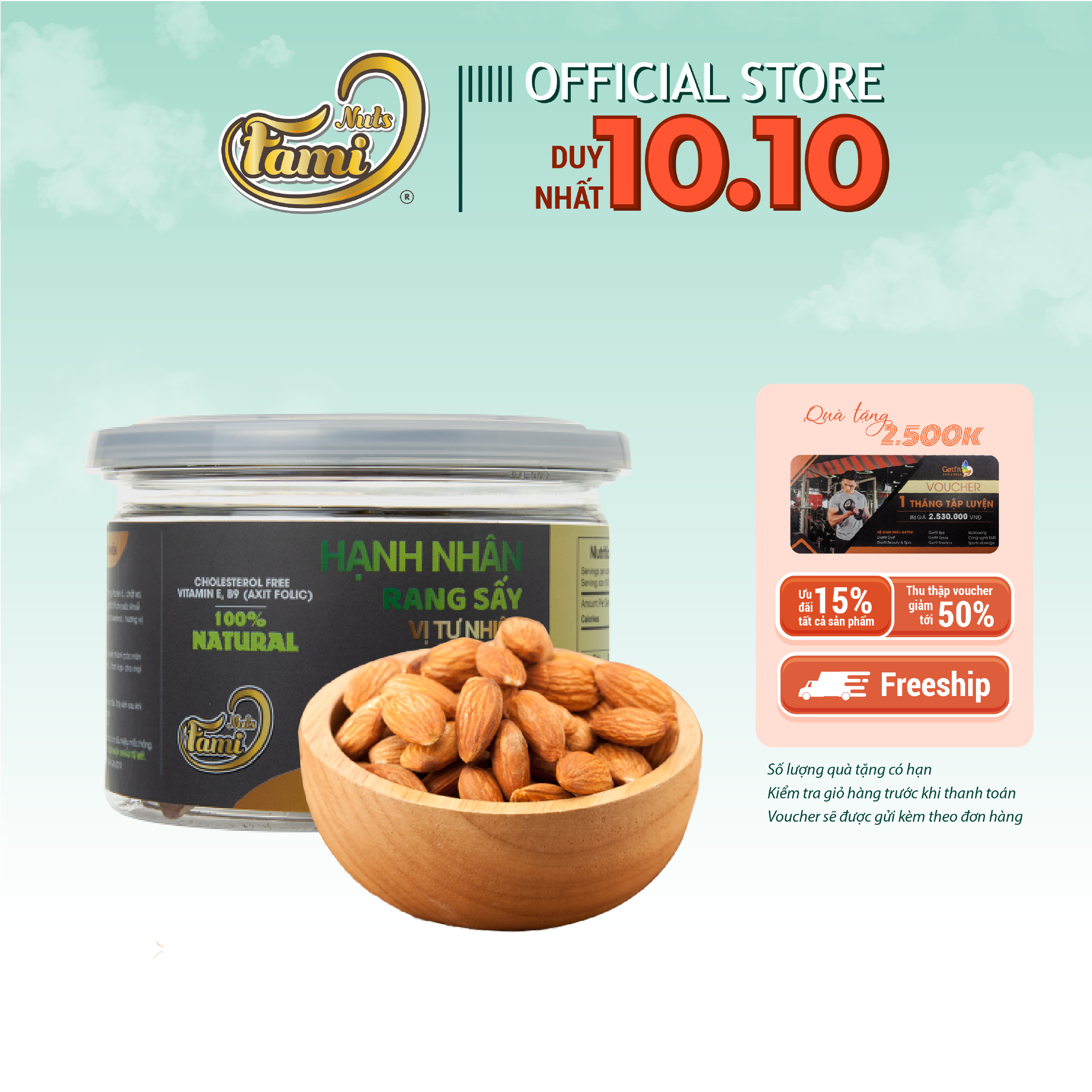 Hạt Hạnh Nhân Rang Sấy Nguyên Vị FAMINUTS Hũ Nắp Nhôm 120g,300g - Hạt Nhập Khẩu