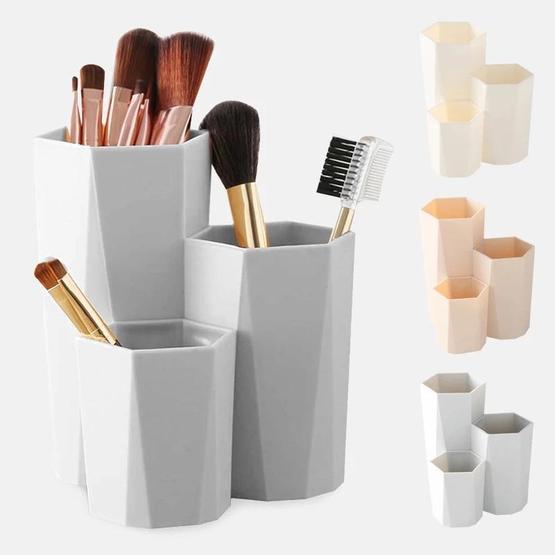 Cốc đựng cọ trang điểm 3 ngăn tiện lợi