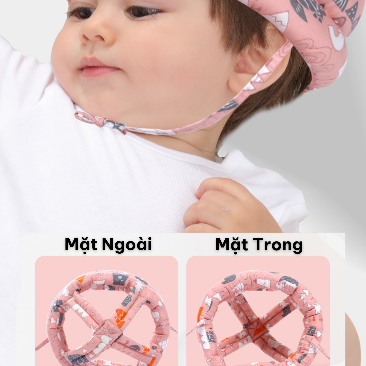 Nón Bảo Vệ Đầu Cho Bé Từ 0 đến 24 Tháng Tập Đi Tập Bò Chống Va Đập Thoáng Khí Êm Ái Dễ Điều Chỉnh - 3 Màu