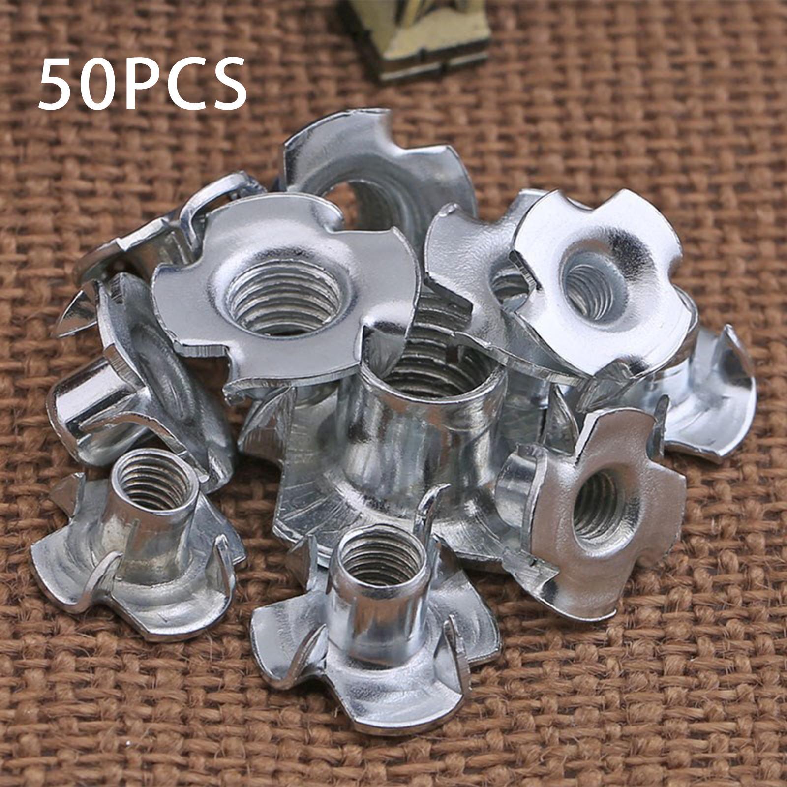 50 Pieces Four Claw Nuts M3 M5 M6 M8 M10 Inlaid Nut for Wooden Furniture Rock Climbing Holds