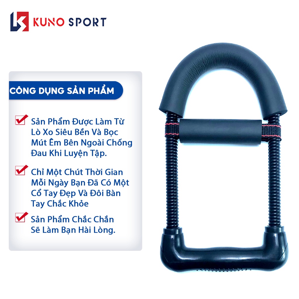 Combo dụng cụ tập cơ tay KUNO SPORT, kìm bóp tay chữ R có đếm số và dụng cụ tập tay chữ U