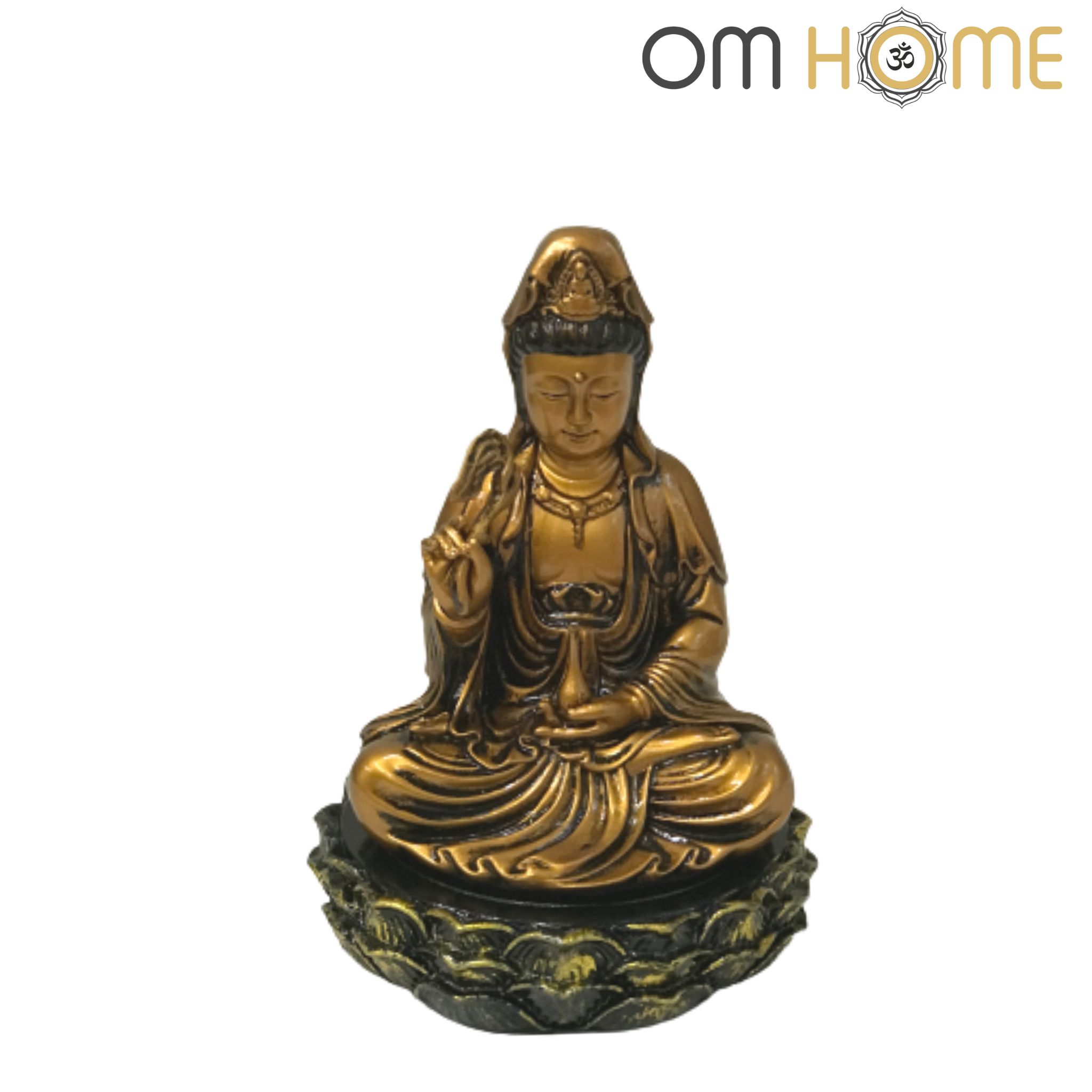 Tượng Quan Thế Âm Bồ Tát Nhí Kèm Đế Sen Om Home