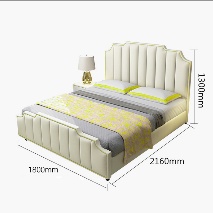 lu...x. Giường Bắc Âu hiện đại bọc da 1m8 - giường ngủ hiện đại