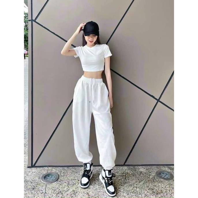 HCM️Bộ Quần Áo Nữ Áo Crop Top Quần Ống Suông, Set Áo Crop Top, Quần Ống Suông