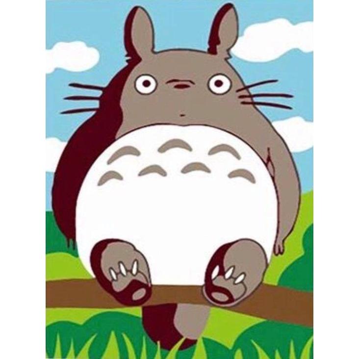 Tranh sơn dầu số hoá có khung LIM Art -Tranh tô màu theo số hoạt hình Ghibli Totoro