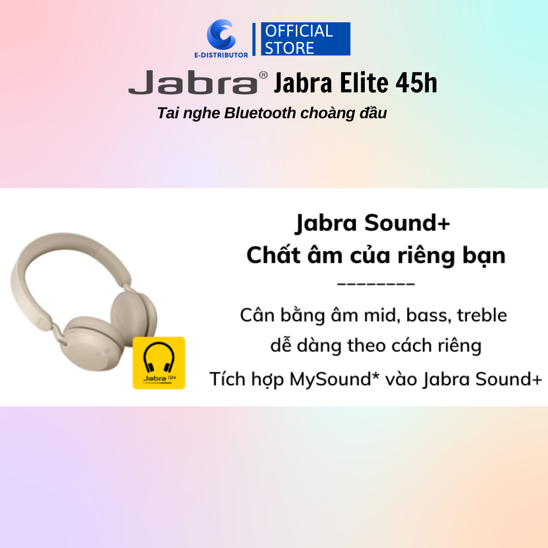 Tai nghe Bluetooth choàng đầu Jabra Elite 45h philips - Hàng Chính Hãng - Bảo Hành 12 Tháng