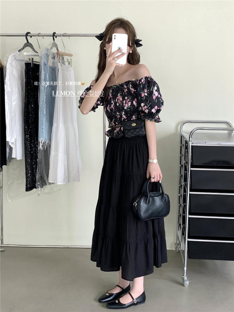 TOBE1SHOP Váy dài chữ A kiểu Pháp, váy dài, váy gió, váy dài, váy rộng, váy nửa người.