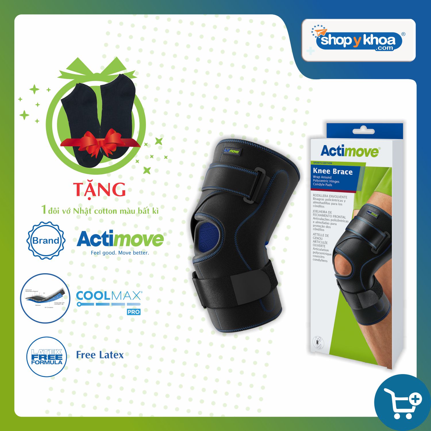 Bó gối thể thao đai dán có nẹp poly 73118-SPO Actimove Knee Brace