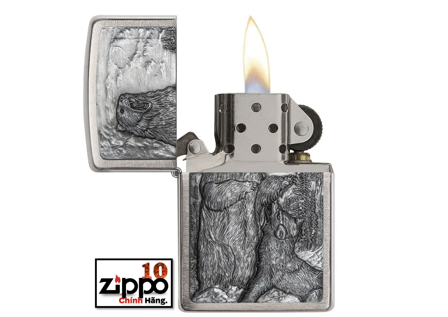 Bật lửa Zippo 29636 Bear vs. Wolf - Chính hãng 100%