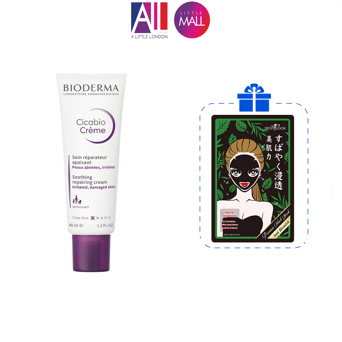 Kem dưỡng ẩm và phục hồi da Bioderma cicabio crème 40ml TẶNG mặt nạ Sexylook