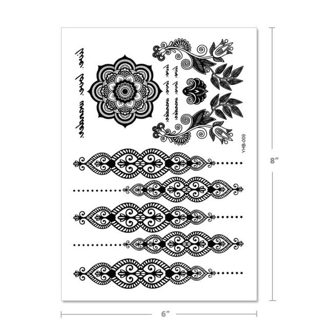 Set Hinh xăm dán tatto henna nghệ thuật 3D họa tiết henna 21*15cm hình xăm 3d