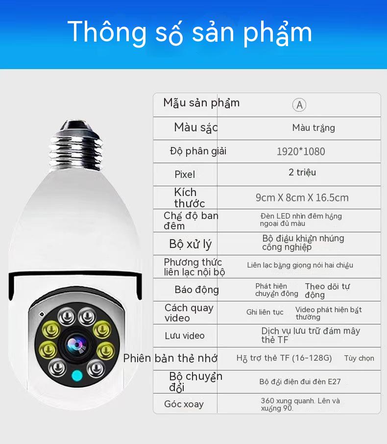 Bóng đèn hình ảnh máy ảnh không dây 360 độ panoramic bóng đèn điện thoại di động WiFi ở xa màu sắc Đèn giám sát