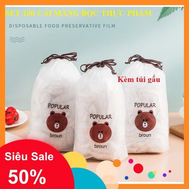 [] TÚI 100 MÀNG BỌC THỨC ĂN HÌNH GẤU [SALE]