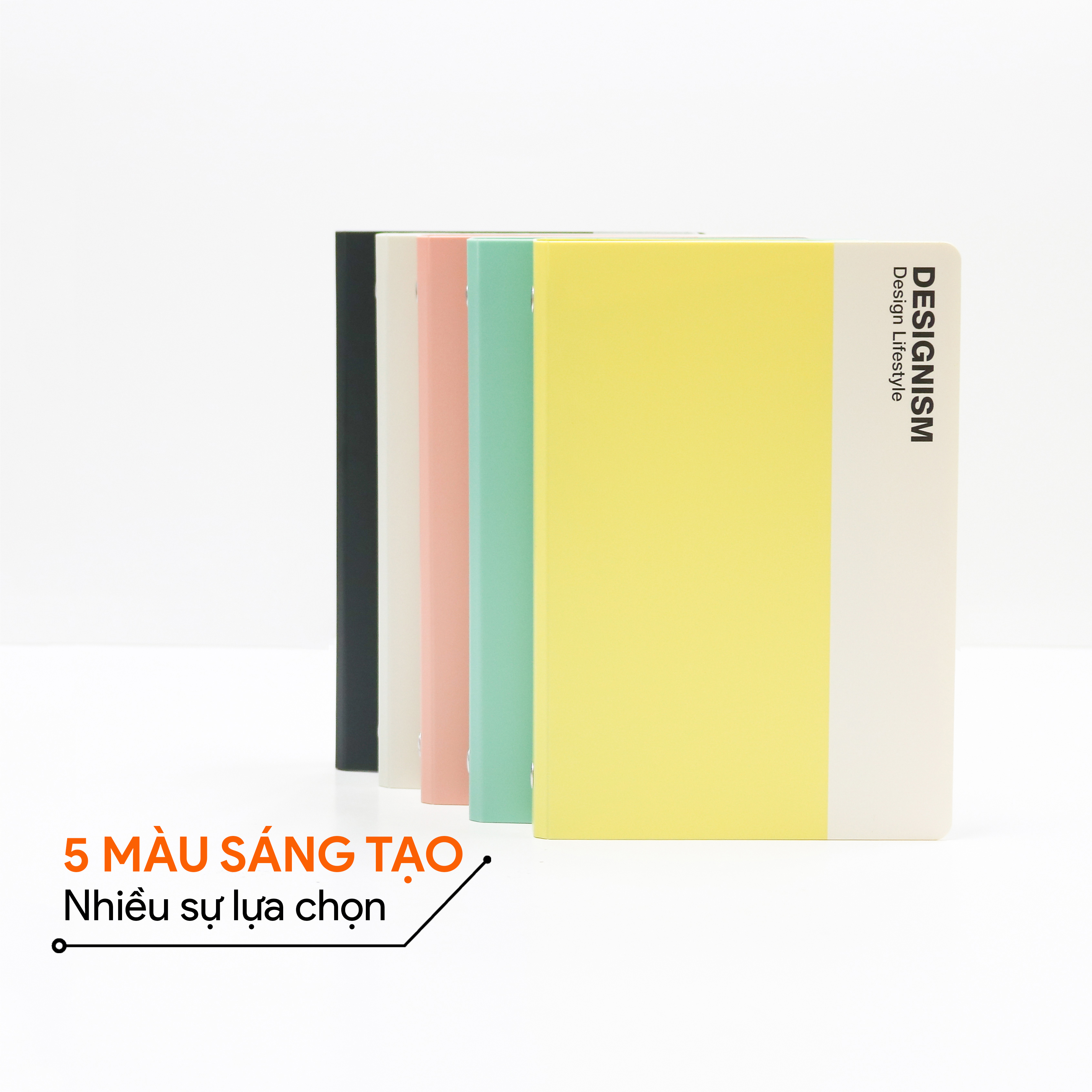 Sổ còng binder Designism AO+, Bìa còng nhựa kích thước C6 ghi chép bài học DB606