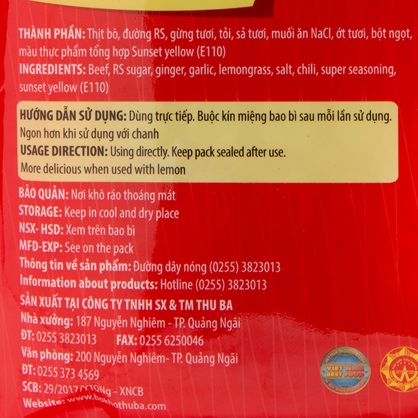 Combo 10 gói khô bò Quảng Ngãi , mỗi gói 100gr, ăn vặt