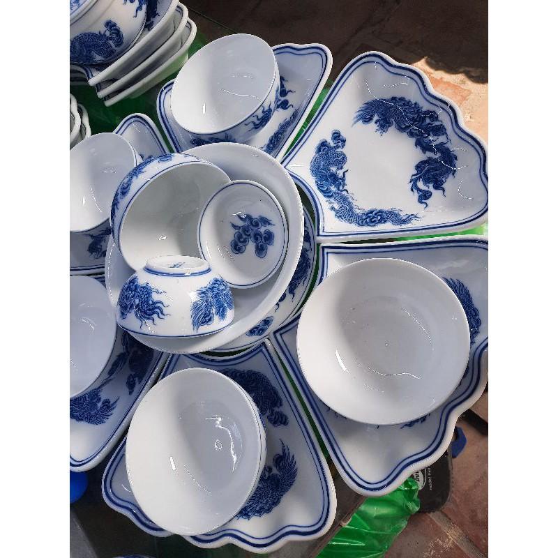 Bộ bát đĩa hoa mặt trời sứ Bát Trang.