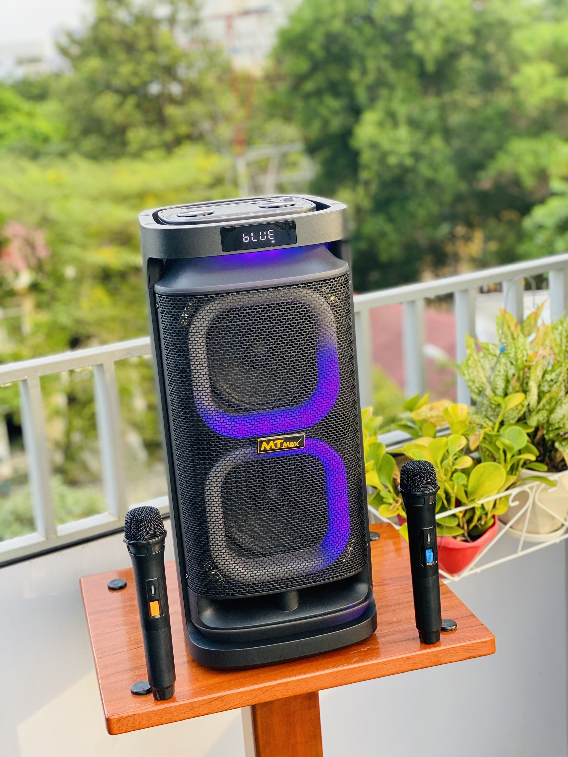 Loa Karaoke Bluetooth Đèn Led RGB Temeisheng 6620D - Công Suất 200W Thiết Kế Sang Trọng Đẳng Cấp Kèm 2 Micro Karaoke Hát Nhẹ Vang Sâu, Hàng Nhập Khẩu