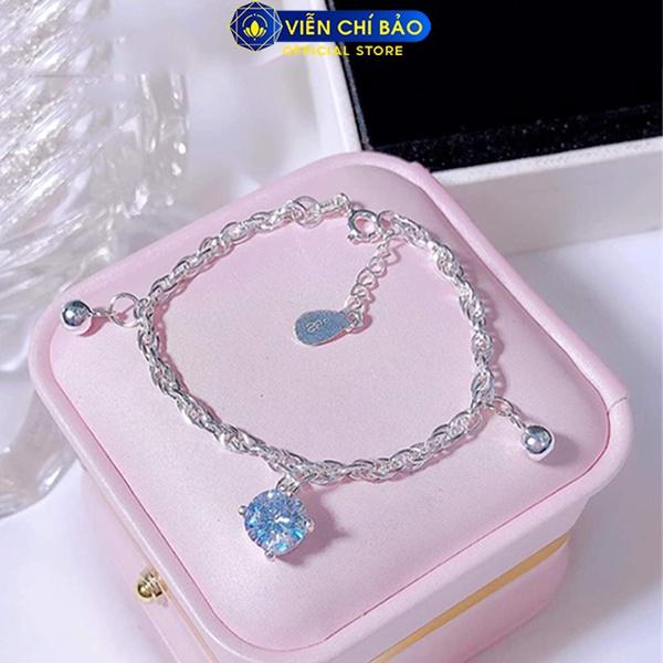 Lắc tay bạc nữ Khảm đá charm chuông cá tính chất liệu bạc 925 thời trang phụ kiện trang sức nữ Viễn Chí Bảo L400211