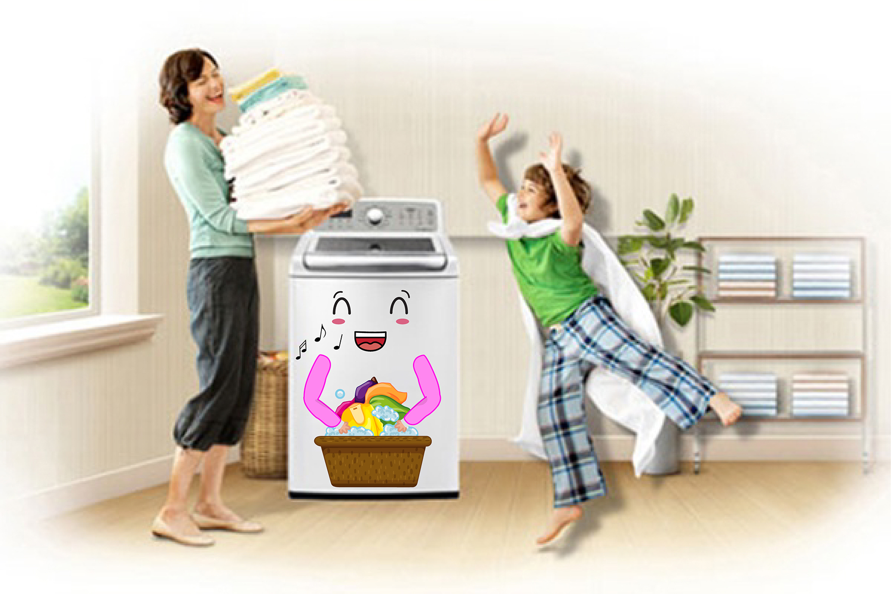 Decal trang trí máy giặt số 8