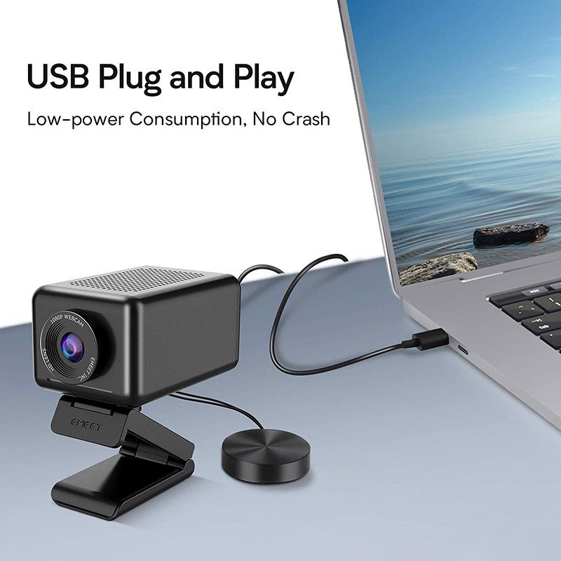 Emeet Jupiter - Webcam Tích Hợp Micro Kèm Loa, Góc Rộng 96°, Tự Động Lấy Nét, Khử Ồn Khử Vọng - Hàng Chính Hãng