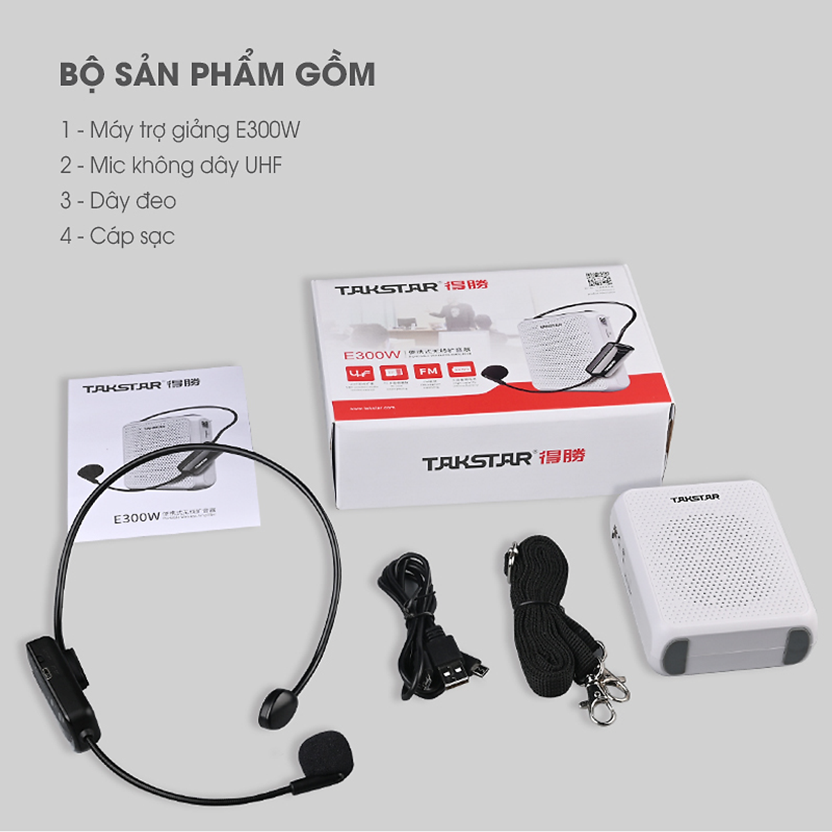 Máy trợ giảng không dây sử dụng sóng UHF TAKSTAR E300W cao cấp - Hàng chính hãng