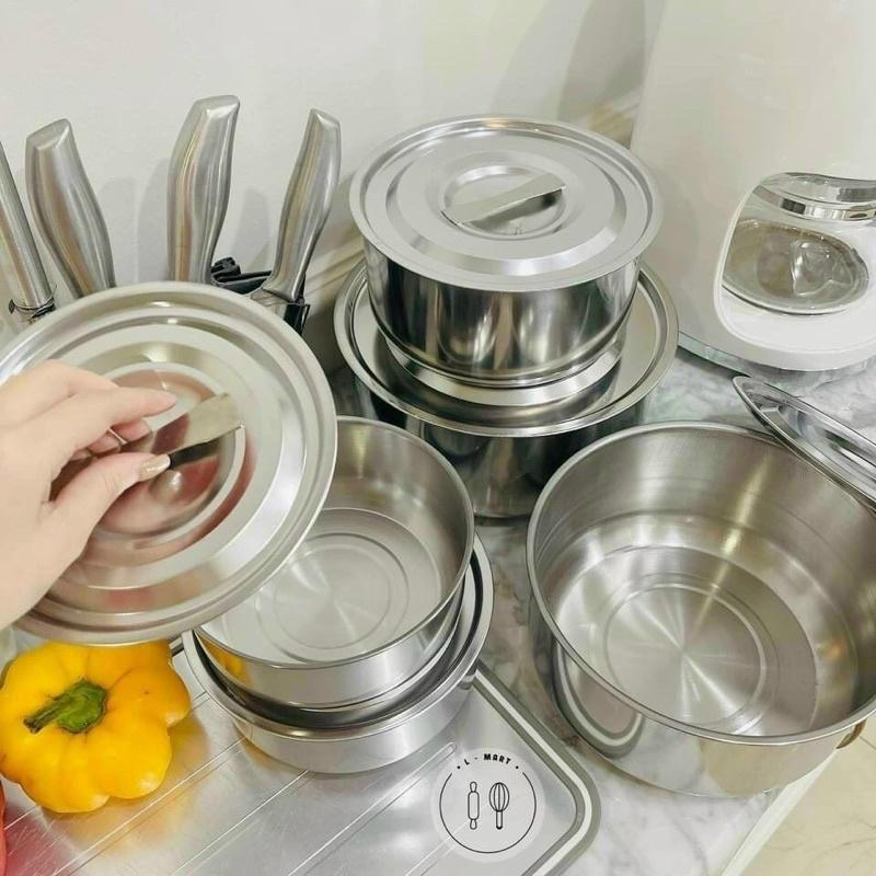 Bộ Nồi Inox 5 Món MY HOME Không Quai Đủ Kích Cỡ Siêu Tiện Lợi Đa Năng hót hít 2021