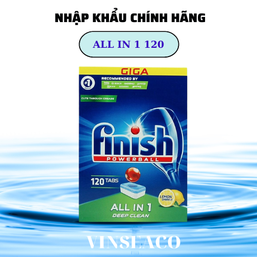 Viên rửa chén bát Finish All In One 120 viên - Hàng chính hãng [6 chức năng]