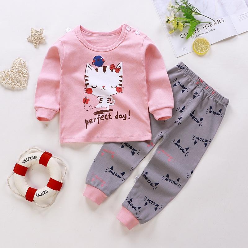 Đồ bộ cotton dài tay thu đông họa tiết hoạt hình cho bé từ 6- 17kg