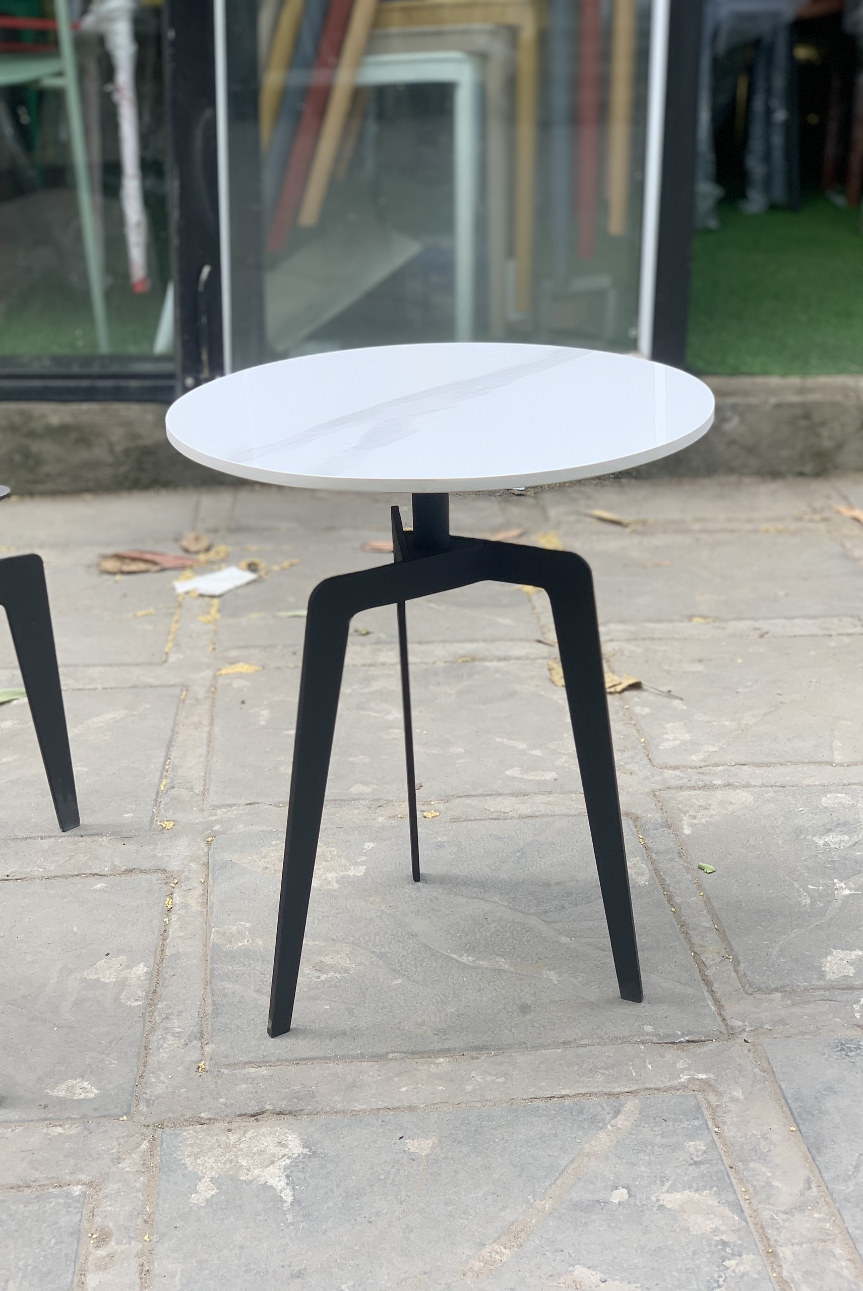 Táp Trà Mặt Đá, Bàn Trà Đá Nhỏ Mặt Đá Ceramic Khung Sắt Sơn Tĩnh Điện KT 40xH50 Phong Cách Chuẩn Bắc Âu