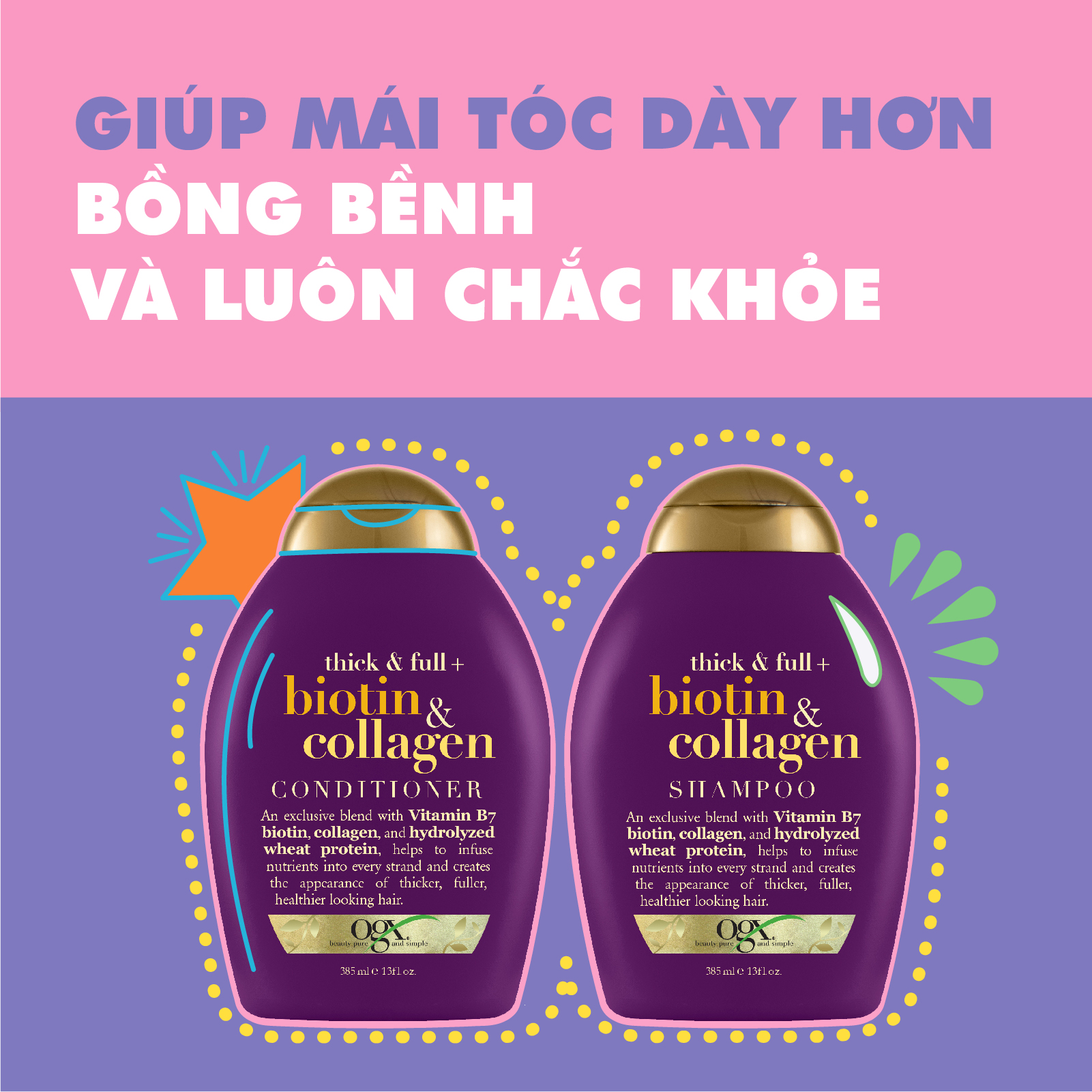 Combo 2 Chai Dầu gội đầu OGX - Dung Tích 385mlx2