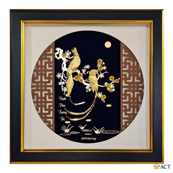 Tranh chim chào mào và hoa mai 35x35 cm