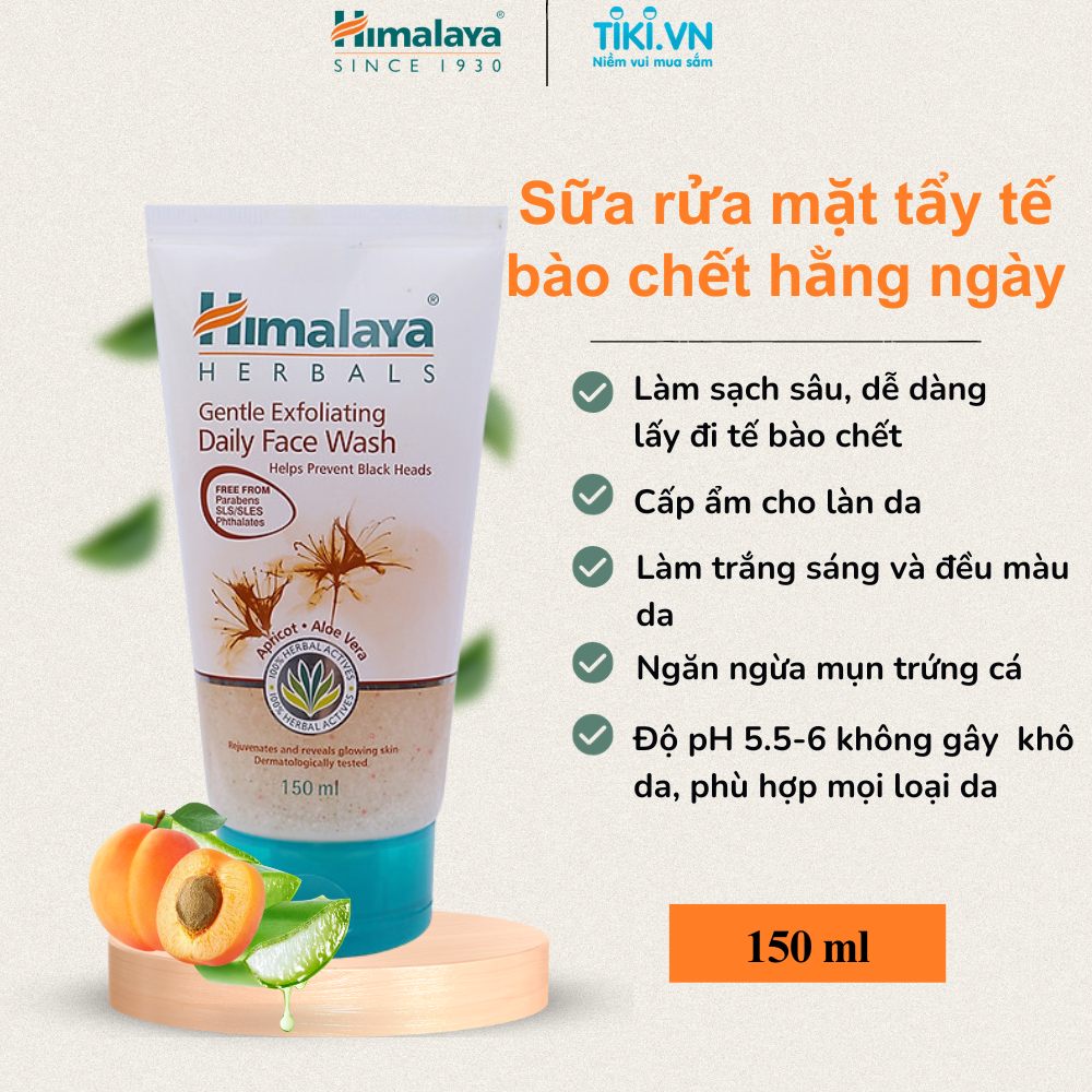Sửa Rửa Mặt Tẩy Tế Bào Chết Hằng Ngày Ngừa Mụn Đầu Đen Himalaya Herbals