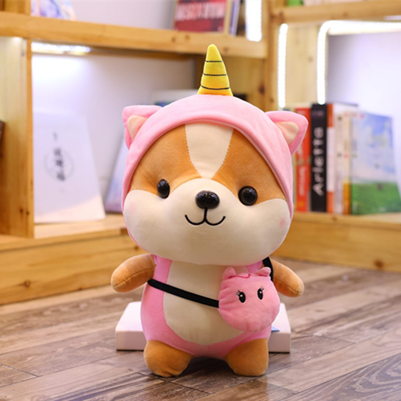 Gấu bông gối ôm chú chó Shiba Cosplay đáng yêu nghộ nghĩnh- Hồng