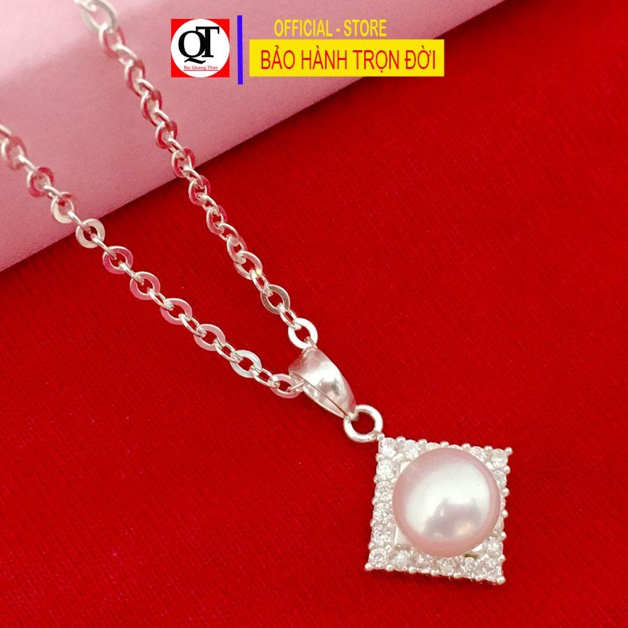 Dây chuyền nữ bạc 925 mặt dây gắn ngọc size 6ly cao cấp phong cách thời trang trang sức Bạc Quang Thản - QTBTS19