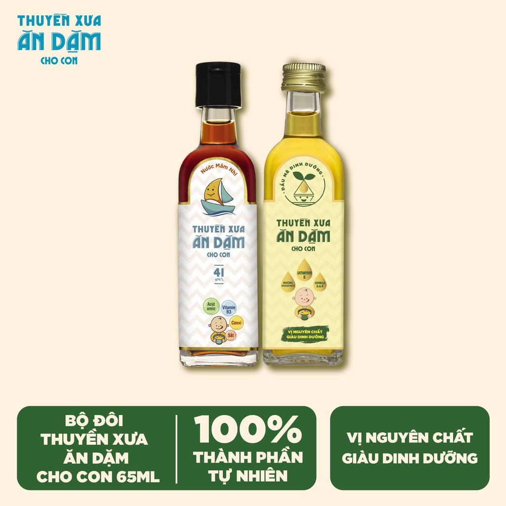 Combo 2 Chai Nước Mắm Nhĩ Thuyền Xưa Ăn Dặm (65ml) &amp; Dầu Mè Ăn Dặm Cho Trẻ Em (65ml)