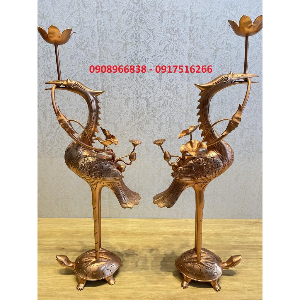 ĐÔI HẠC BẰNG ĐỒNG ĐỎ ĐƯỢC LÀM THỦ CÔNG CAO 55cm