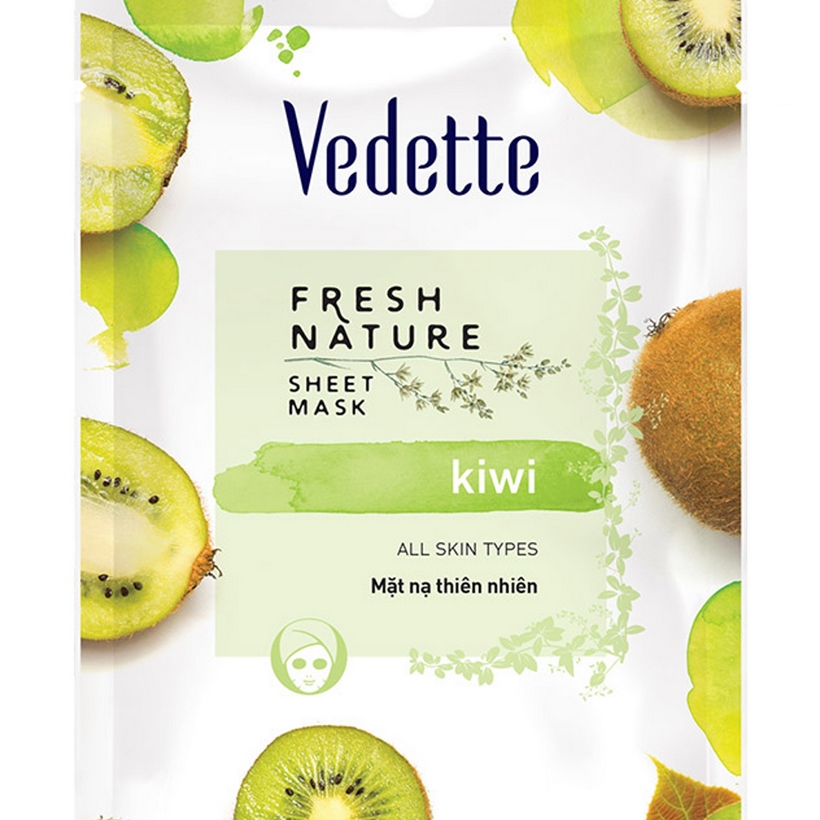 Mặt nạ giấy kiwi Vedette Fresh Fruit Facial Mask Kiwi 22ml