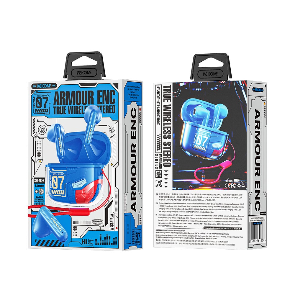 Tai Nghe Bluetooth Wekome WS-07 Armour END Wireles Earphone (Hàng chính hãng)