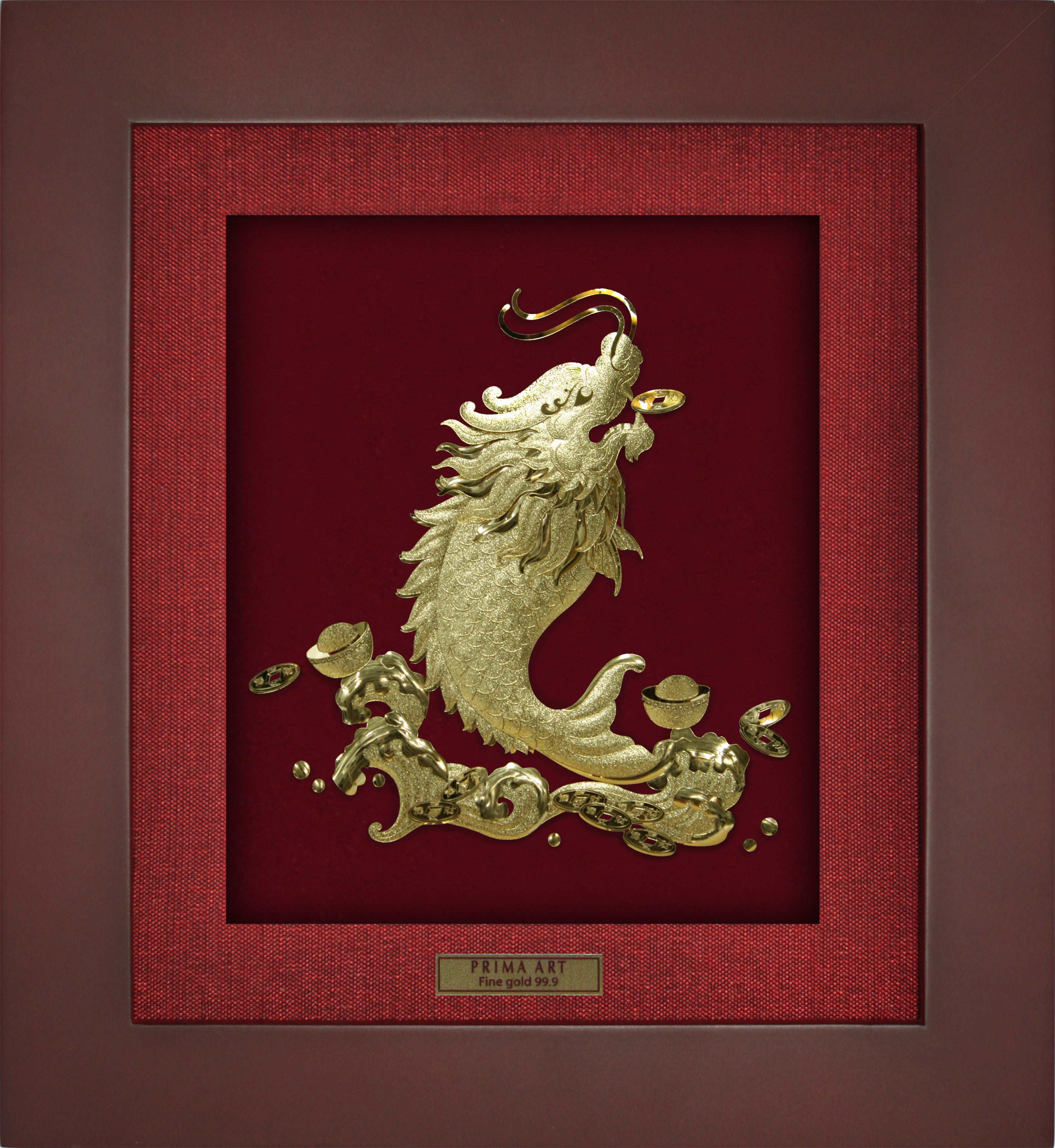 Tranh vàng 24K PRIMA ART Cá Chép Hóa Rồng - Kích thước 20 x 18 cm - CGS-0264-15